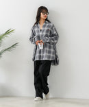 【BEVERLY HILLS POLO CLUB/ビバリーヒルズポロクラブ】オーバーサイズ ロゴ ワンポイント刺繍 シャギーチェックシャツ/フランネルシャツ/レディース メンズ