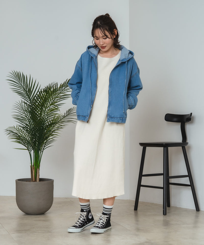 C-FORT POINT/フォートポイント】フード付き デニムジャケット デニム