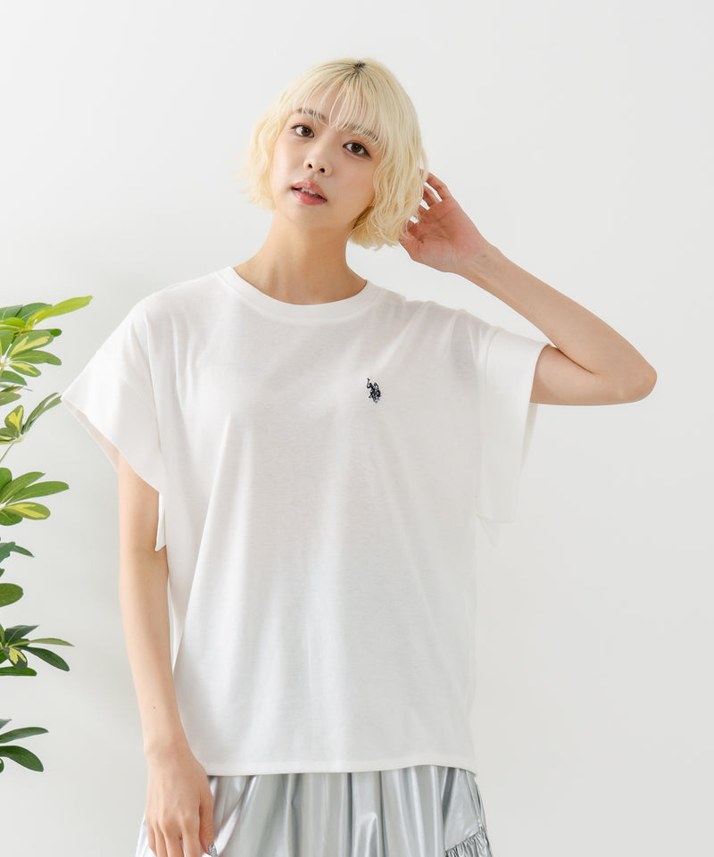 リラックスフィットワンポイント刺繍フレンチスリーブ Ｔシャツ 【U.S. POLO ASSN./ユーエスポロアッスン】　　　　　　　　　　　　　　　　　　　　　　　　　　　　　　　　　　　　　　　　　　　　　　　　　　　　　　　　　　　　