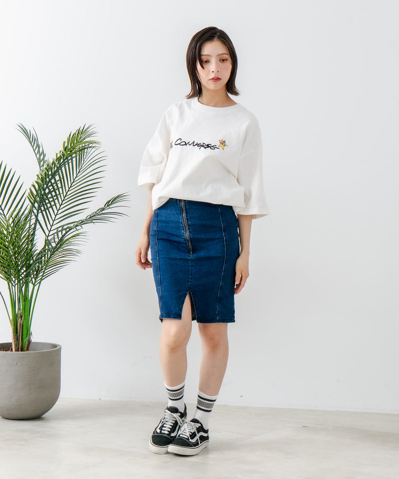 【CONVERSE/コンバース】×【TOM AND JERRY/トムとジェリー】ブランドロゴ 刺繍 オーバーサイズ Tシャツzo
