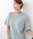 【C-FORTPOINT/フォートポイント】【ひんやり接触冷感 二の腕カバー】カット楊柳 ハイネック5分袖Tシャツ 体型カバー 着痩せ きれいめ カジュアル 涼しい