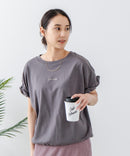 5分袖 刺繍 ねじりスリーブTシャツ【C17/シーセブンティーン】