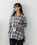 【BEVERLY HILLS POLO CLUB/ビバリーヒルズポロクラブ】オーバーサイズ ロゴ ワンポイント刺繍 シャギーチェックシャツ/フランネルシャツ/レディース メンズ