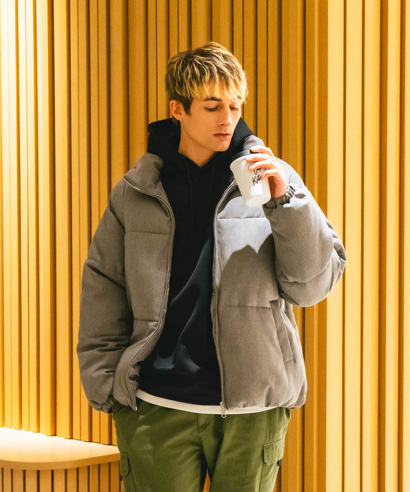 【Blue Standard/ブルースタンダード】ウールタッチ ヘリンボーン ファイバーダウンジャケット 軽量 大人カジュアル