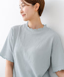 【C-FORTPOINT/フォートポイント】【ひんやり接触冷感 二の腕カバー】カット楊柳 ハイネック5分袖Tシャツ 体型カバー 着痩せ きれいめ カジュアル 涼しい