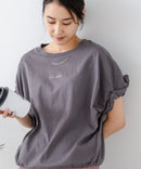 5分袖 刺繍 ねじりスリーブTシャツ【C17/シーセブンティーン】