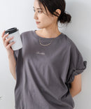 5分袖 刺繍 ねじりスリーブTシャツ【C17/シーセブンティーン】