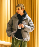 【Blue Standard/ブルースタンダード】ウールタッチ ヘリンボーン ファイバーダウンジャケット 軽量 大人カジュアル