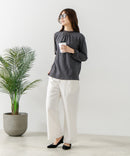 【FORT POINT/フォートポイント】レース襟 シャーリングプルオーバートップス