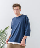 【汗染みの目立ちにくいTシャツ ZEROSTAIN/ゼロステイン】フェイクレイヤード ビッグシルエット キーネック クルーネック 7分袖Tシャツ 防汚 ＵＶカット ❘ジーンズメイト公式オンラインショップ