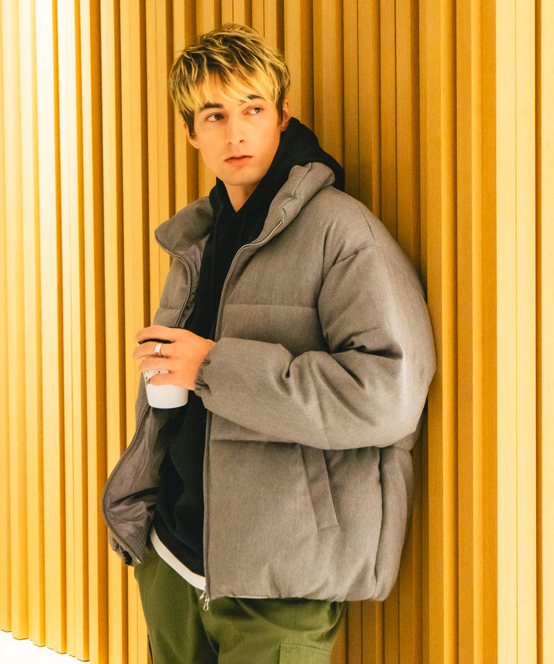 【Blue Standard/ブルースタンダード】ウールタッチ ヘリンボーン ファイバーダウンジャケット 軽量 大人カジュアル