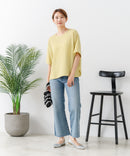 【C-FORTPOINT/フォートポイント】【ひんやり接触冷感 華奢見え】カット楊柳 ワイドシルエットTシャツ リラックス 抜け感 大人カジュアル 涼しい