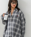 【BEVERLY HILLS POLO CLUB/ビバリーヒルズポロクラブ】オーバーサイズ ロゴ ワンポイント刺繍 シャギーチェックシャツ/フランネルシャツ/レディース メンズ