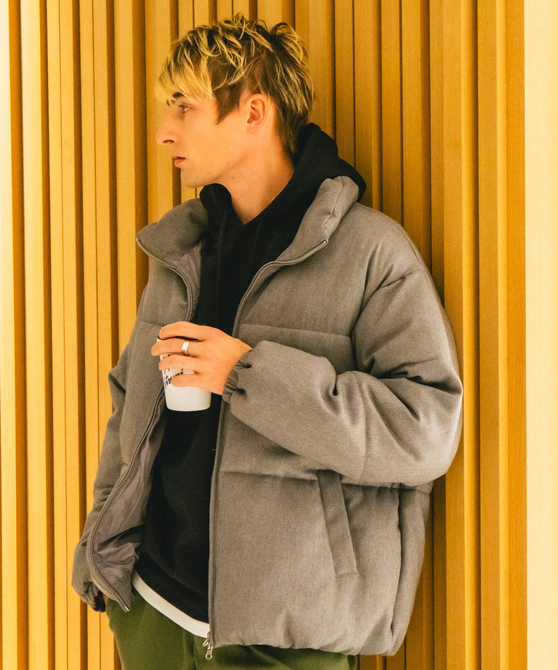 【Blue Standard/ブルースタンダード】ウールタッチ ヘリンボーン ファイバーダウンジャケット 軽量 大人カジュアル