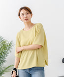 【C-FORTPOINT/フォートポイント】【ひんやり接触冷感 華奢見え】カット楊柳 ワイドシルエットTシャツ リラックス 抜け感 大人カジュアル 涼しい