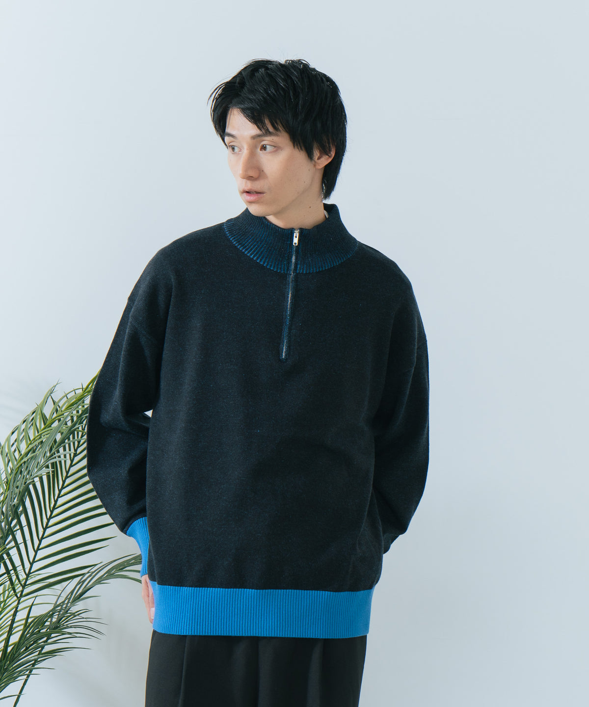 ROUGH TRADE/ラフトレード】ダブルフェイスハーフZIPニット zo