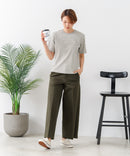 【C-FORTPOINT/フォートポイント】【細見え スタイルアップ効果】細ボーダー ジャガードリブTシャツ 着痩せ きれいめ オフィス 通勤 大人カジュアル フレンチシック