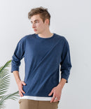 【汗染みの目立ちにくいTシャツ ZEROSTAIN/ゼロステイン】フェイクレイヤード ビッグシルエット キーネック クルーネック 7分袖Tシャツ 防汚 ＵＶカット ❘ジーンズメイト公式オンラインショップ