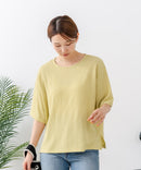【C-FORTPOINT/フォートポイント】【ひんやり接触冷感 華奢見え】カット楊柳 ワイドシルエットTシャツ リラックス 抜け感 大人カジュアル 涼しい