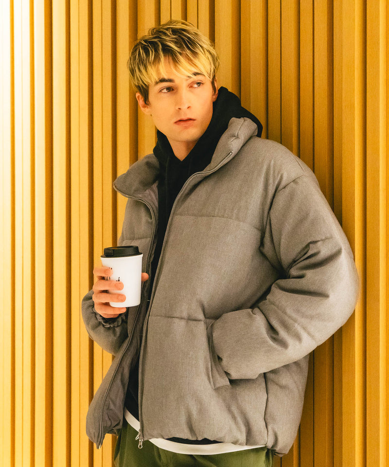 【Blue Standard/ブルースタンダード】ウールタッチ ヘリンボーン ファイバーダウンジャケット 軽量 大人カジュアル