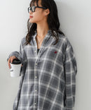 【BEVERLY HILLS POLO CLUB/ビバリーヒルズポロクラブ】オーバーサイズ ロゴ ワンポイント刺繍 シャギーチェックシャツ/フランネルシャツ/レディース メンズ