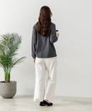 【FORT POINT/フォートポイント】レース襟 シャーリングプルオーバートップス