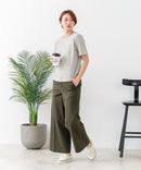 【C-FORTPOINT/フォートポイント】【細見え スタイルアップ効果】細ボーダー ジャガードリブTシャツ 着痩せ きれいめ オフィス 通勤 大人カジュアル フレンチシック