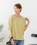 【C-FORTPOINT/フォートポイント】【ひんやり接触冷感 華奢見え】カット楊柳 ワイドシルエットTシャツ リラックス 抜け感 大人カジュアル 涼しい