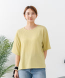 【C-FORTPOINT/フォートポイント】【ひんやり接触冷感 華奢見え】カット楊柳 ワイドシルエットTシャツ リラックス 抜け感 大人カジュアル 涼しい