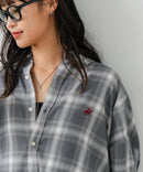 【BEVERLY HILLS POLO CLUB/ビバリーヒルズポロクラブ】オーバーサイズ ロゴ ワンポイント刺繍 シャギーチェックシャツ/フランネルシャツ/レディース メンズ