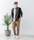 ZEROSTAIN フェイクレイヤード ビッグシルエット 切り替えデザイン 7分袖Tシャツ 汗染みの目立ちにくいTシャツ 防汚 UVカット