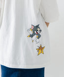 【CONVERSE/コンバース】×【TOM AND JERRY/トムとジェリー】ブランドロゴ 刺繍 オーバーサイズ Tシャツzo
