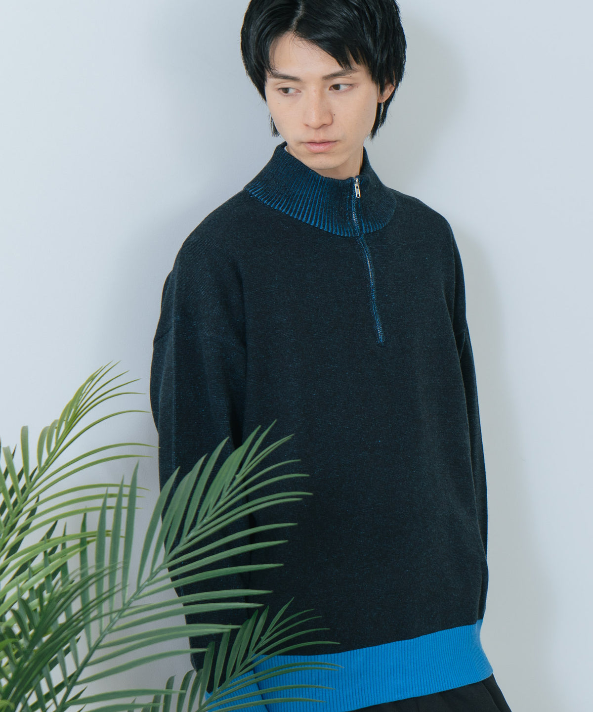 ROUGH TRADE/ラフトレード】ダブルフェイスハーフZIPニット zo