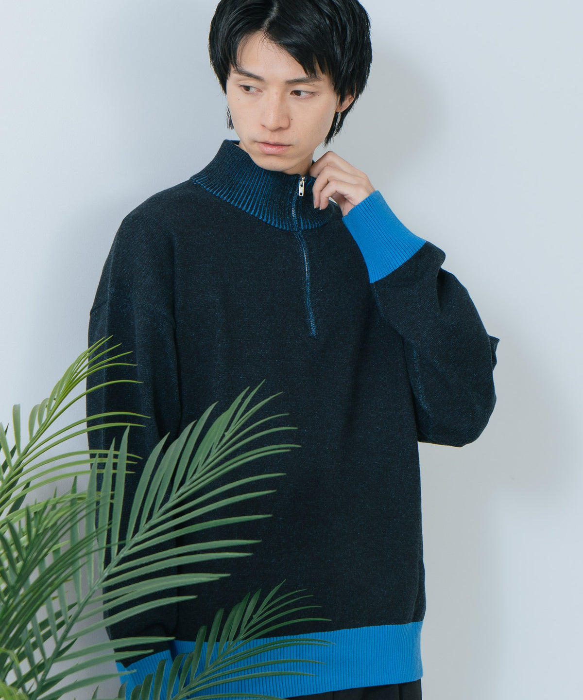 ROUGH TRADE/ラフトレード】ダブルフェイスハーフZIPニット zo