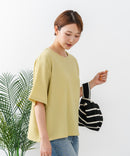 【C-FORTPOINT/フォートポイント】【ひんやり接触冷感 華奢見え】カット楊柳 ワイドシルエットTシャツ リラックス 抜け感 大人カジュアル 涼しい