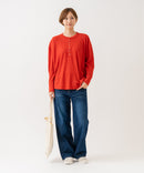 【HANES/ヘインズ】【長めの着丈は気になる腰周りをすっきりカバー】HANES Thermal for HER サーマルヘンリーロンＴ 長袖 無地 シンプル ドロップショルダー リングドット使い ヘムライン ❘ジーンズメイト公式オンラインショップ