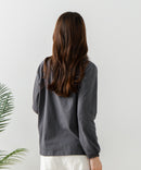 【FORT POINT/フォートポイント】レース襟 シャーリングプルオーバートップス