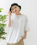 【OUTDOOR EXCHANGE/アウトドアエクスチェンジ】×【ZERO STAIN/ゼロステイン】コラボ 配色 3本針ステッチ クルーネック Tシャツ