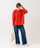 【HANES/ヘインズ】【長めの着丈は気になる腰周りをすっきりカバー】HANES Thermal for HER サーマルヘンリーロンＴ 長袖 無地 シンプル ドロップショルダー リングドット使い ヘムライン ❘ジーンズメイト公式オンラインショップ