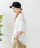 【OUTDOOR EXCHANGE/アウトドアエクスチェンジ】×【ZERO STAIN/ゼロステイン】コラボ 配色 3本針ステッチ クルーネック Tシャツ