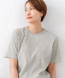 【C-FORTPOINT/フォートポイント】【細見え スタイルアップ効果】細ボーダー ジャガードリブTシャツ 着痩せ きれいめ オフィス 通勤 大人カジュアル フレンチシック
