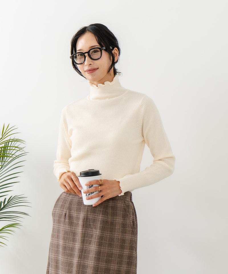 【C-FORT POINT/フォートポイント】リブハイネック ニットプルオーバー