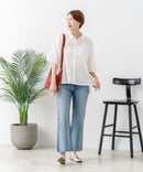 【C-FORTPOINT/フォートポイント】【涼しく着られて体型カバーも】綿麻ブラウス 天然素材 蒸れにくい さらさら 涼感 落ち感 高見え ニュアンスカラー