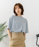 【sanrio/サンリオ】【ゆったりルーズシルエット】日焼けキャラクター サガラ刺繍Tシャツ ハローキティ クロミ ポチャッコ y2k 平成レトロ