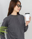 【FORT POINT/フォートポイント】レース襟 シャーリングプルオーバートップス