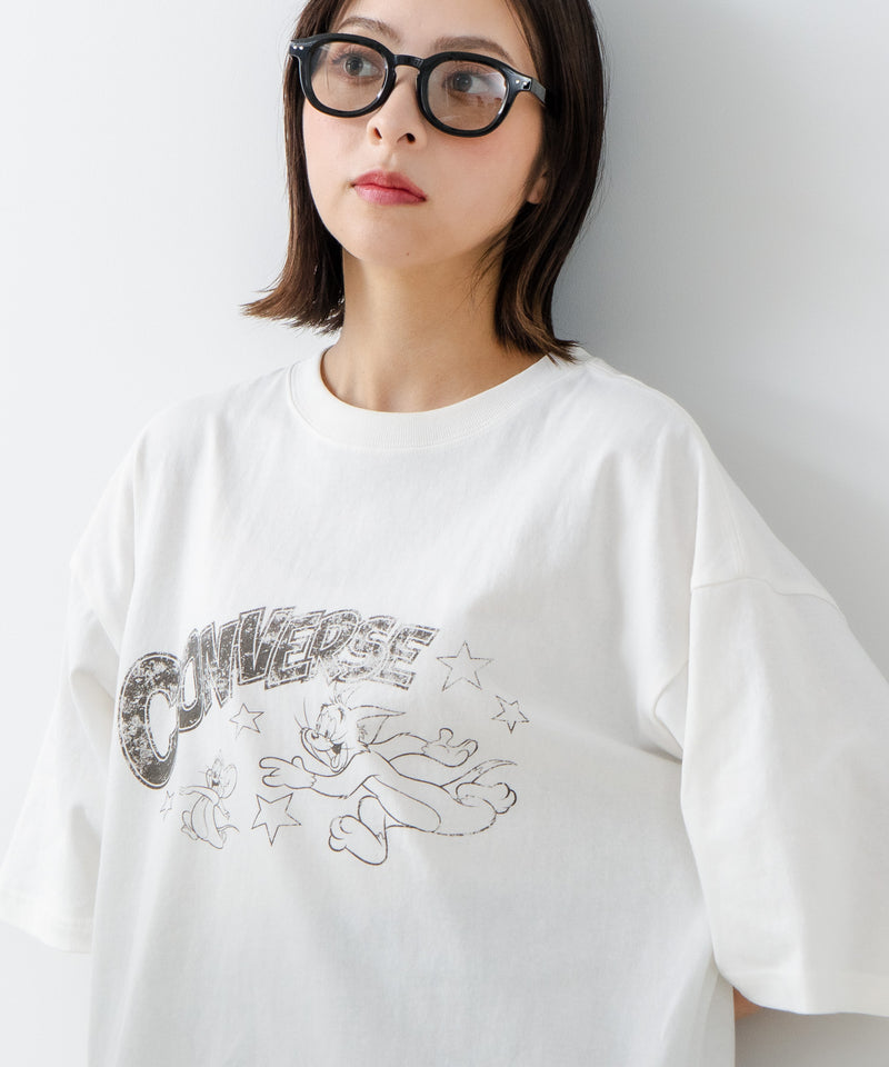 【CONVERSE/コンバース】×【TOM AND JERRY/トムとジェリー】ブランドロゴ プリント オーバーサイズ Tシャツzo