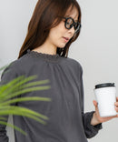 【FORT POINT/フォートポイント】レース襟 シャーリングプルオーバートップス