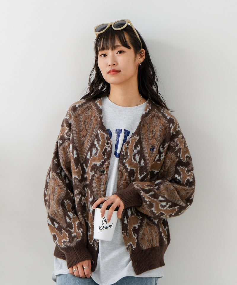 【BEVERLY HILLS POLO CLUB/ビバリーヒルズポロクラブ】ワンポイント刺繍 モヘアタッチ ニットカーディガン