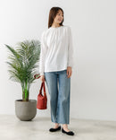 【FORT POINT/フォートポイント】レース襟 シャーリングプルオーバートップス