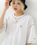 【OUTDOOR EXCHANGE/アウトドアエクスチェンジ】×【ZERO STAIN/ゼロステイン】コラボ 配色 3本針ステッチ クルーネック Tシャツ